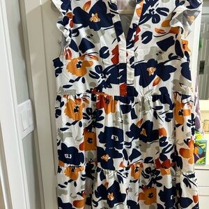 SHEIN Sleeveless V-Neck Sundress in Blue and Orange